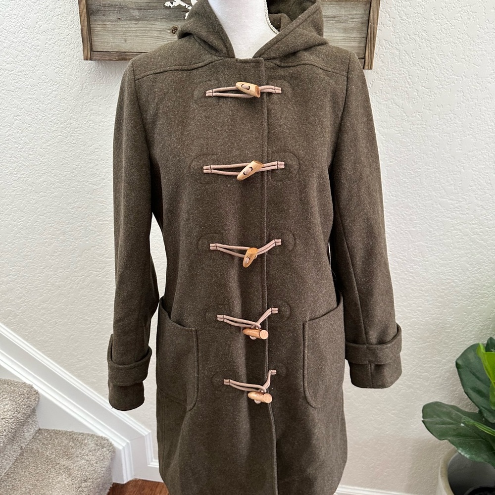 VTG J.Crew Wool Blend Melton Toggle Closure Insulated Long Coat Women's Size S